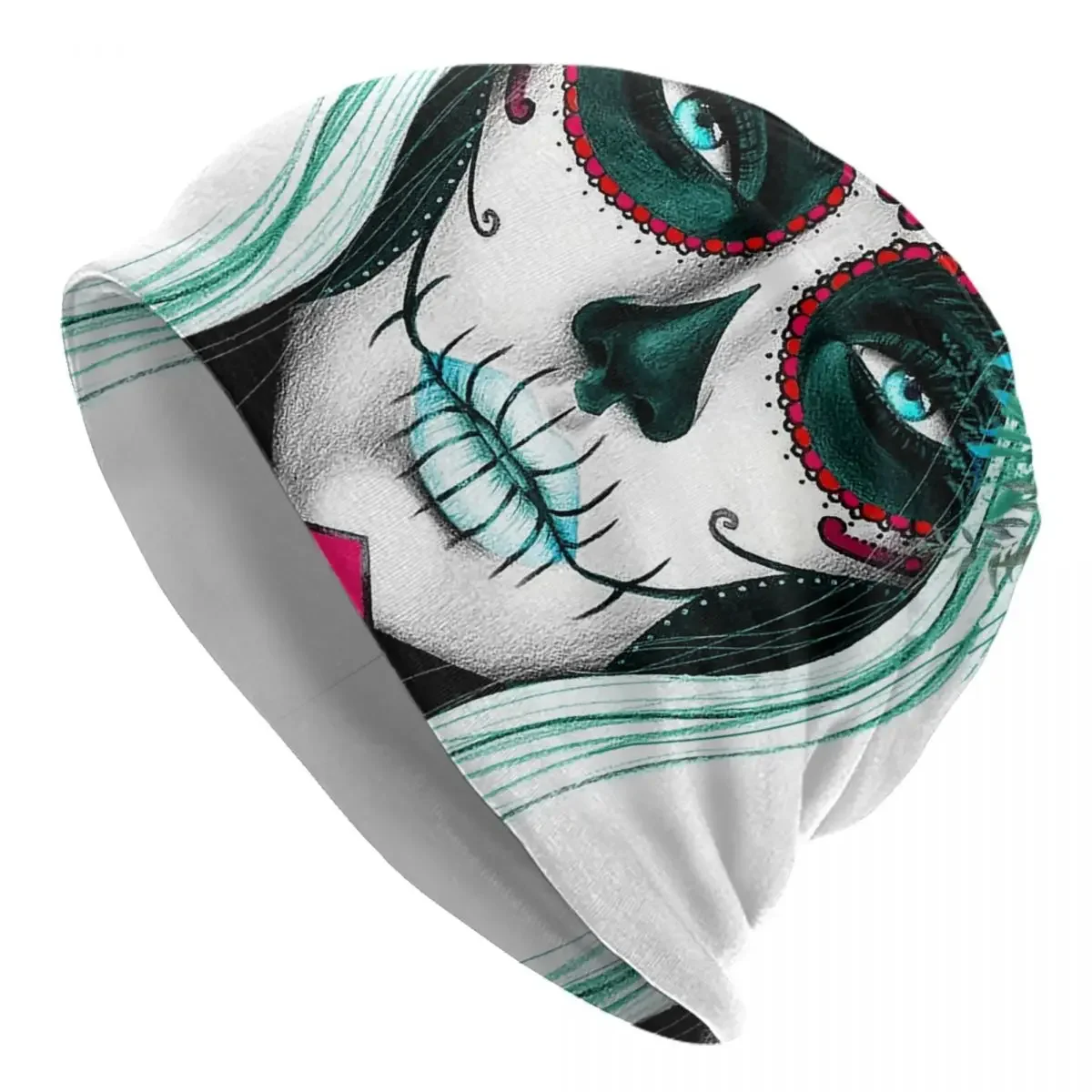 Unisex Sugar Skull Knitting Hat, Gorros para meninas, Bonés, Boné, Adulto, Queen of The Dead, Legal, Inverno, Quente, Homens, Mulheres