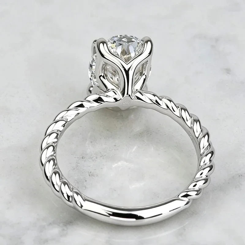 3 Karat Oval Geschliffener Laborgezüchteter Diamant-Verlobungsring EF VS-VVS IGI-Zertifiziert Platin 950 Solitär Braut Hochzeitsgeschenk Ring für Frauen – Detail 6