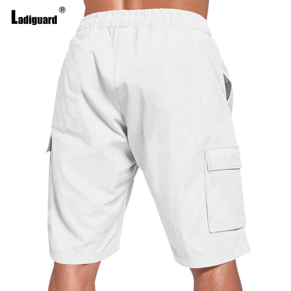 Solid White Stand Pockets Cotton Linen Shorts Men Fashion Cargo Short Pants European 2025 Stylish simplicity Casual Beach Shorts