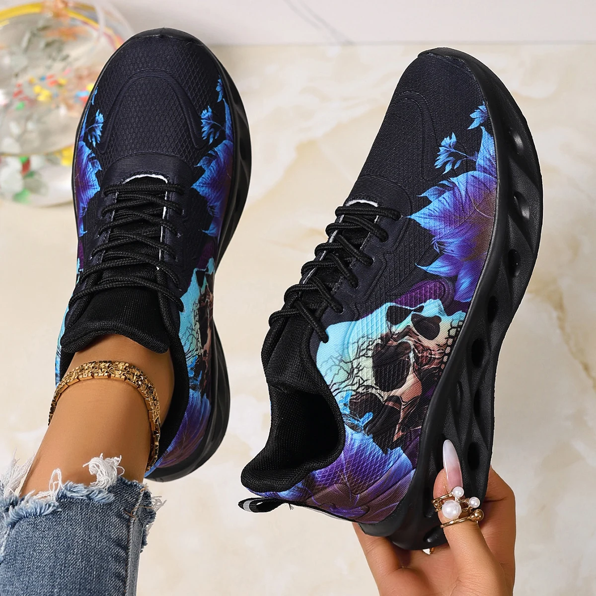 2025 Fashionable Breathable Sports Casual Shoes Anti-Slip Shock-Absorbing Running Shoes Mesh Shoes Halloween Women's Shoes 36-42