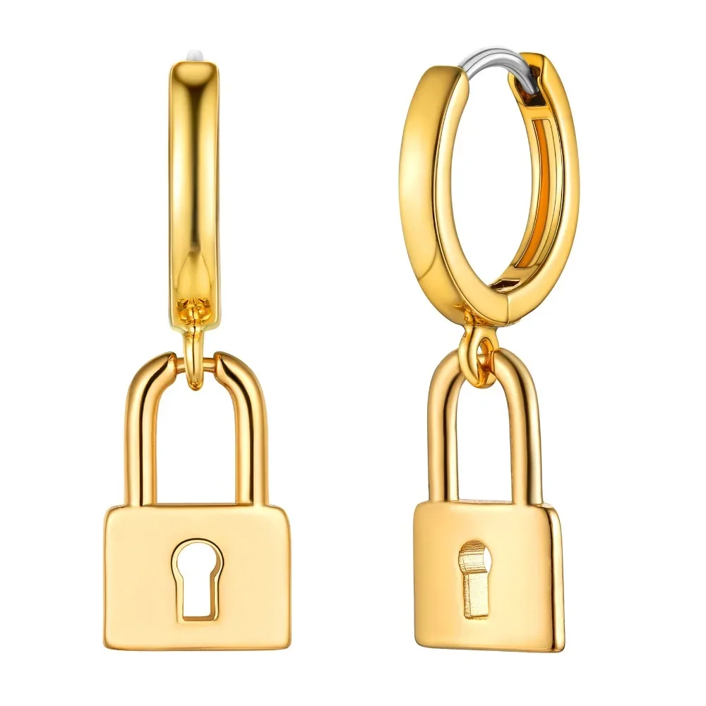 Lock Charm Dangle Earrings for Women Gold Color Copper Romantic Jewelry Gift for Girls Clearance Sale