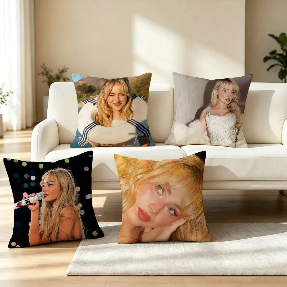 Sabrina Carpenter Popular Singer Pillow Case Square Double-Sided Sofa Cushion Cover Bedroom Bedside Pillow