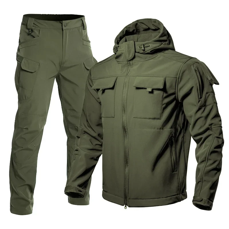 

Men's Outdoor Winter Jacket Set Fleece Lined Soft Shell Skiing Snow Mountain Climbing Anti Cold Fleece Inner Wear