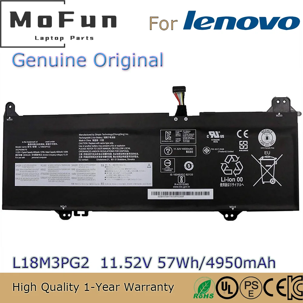 Brand New Original L18M3PG2 11.52V 57Wh Laptop Battery for Lenovo Chromebook S345-14AST 14E L18D3PG2 L18L3PG2