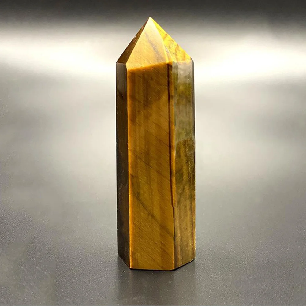 

50-100mm Crystal Hexagonal Prism Natural Tiger Eye Wand Energy Amethyst Tower Home Furnishing Decoration