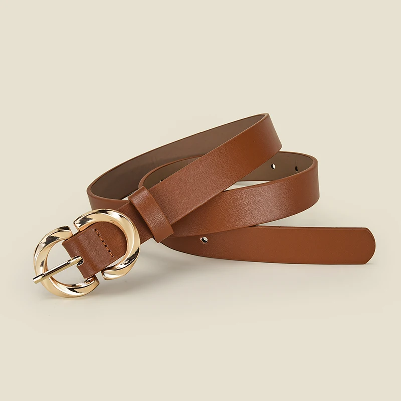 Ceinture à boucle ronde personnalisée pour femmes, associée à une jupe, accessoires de ceinture en jean, cadeaux de fête d'anniversaire polyvalents pour femmes