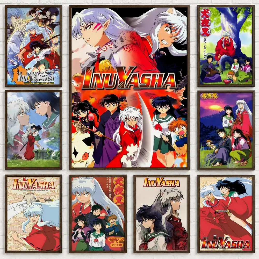 Fantasy Anime Inuyasha Poster Self-adhesive Waterproof Paper Sticker Art Coffee House Bar Room Wall Decor