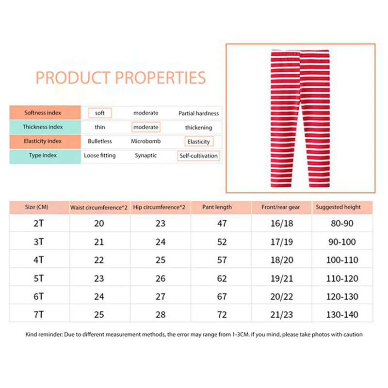 Kids Girl Pants Soft Elastic Stripe Cotton Leggings Solid Color Girls Skinny Pants Trousers Spring Autumn 2-7Y Children Leggings