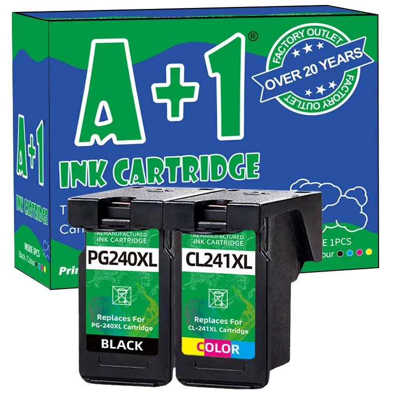 PG-240XL Black Ink Cartridge, Compatible to MG3620, MG3520, MG4220,MG3220 and MG2220 AND For Canon CL-241 Color Ink Cartridge