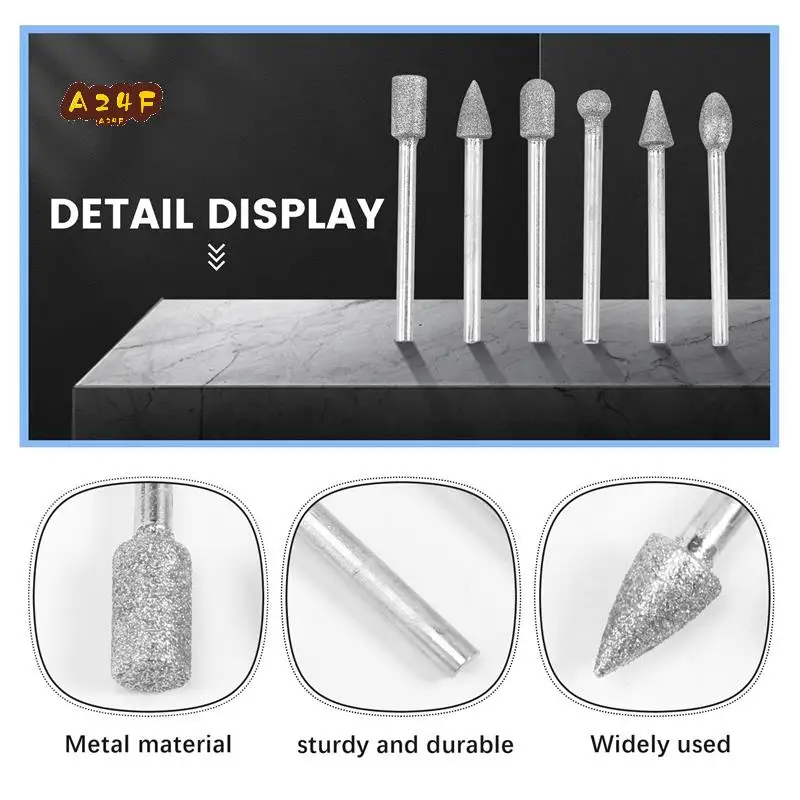 

A24F-40 Pieces Diamond Burr Bits Stone Carving Set For Dremel Rotary Tool With 1/8 Inch Shank For Polishing Engraving Stone