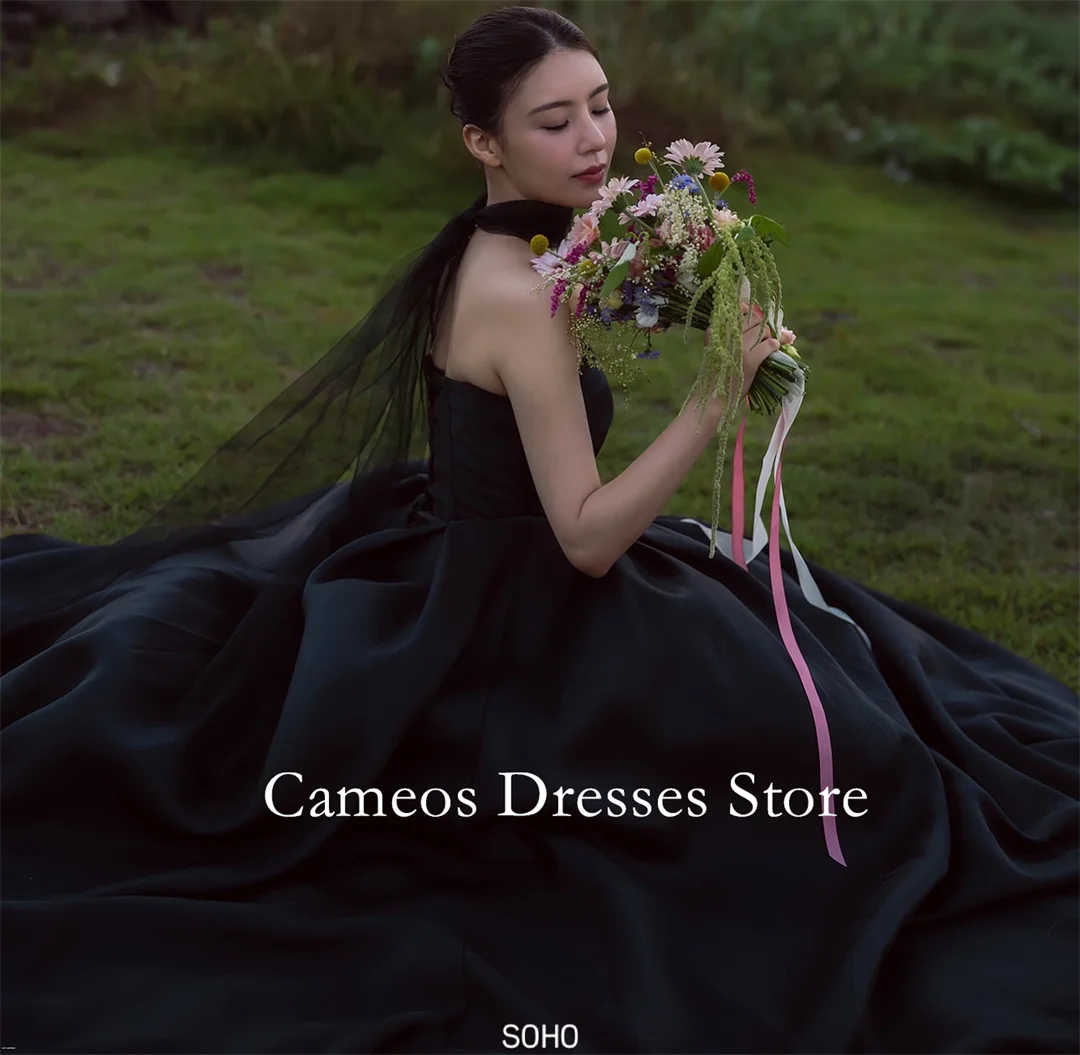 

SONDR Корейское черное вечернее платье трапециевидной формы без бретелек без рукавов для фотосессии, вечернее платье по индивидуальному заказу, простое платье для выпускного вечера 웨딩드레스 Occasion Par