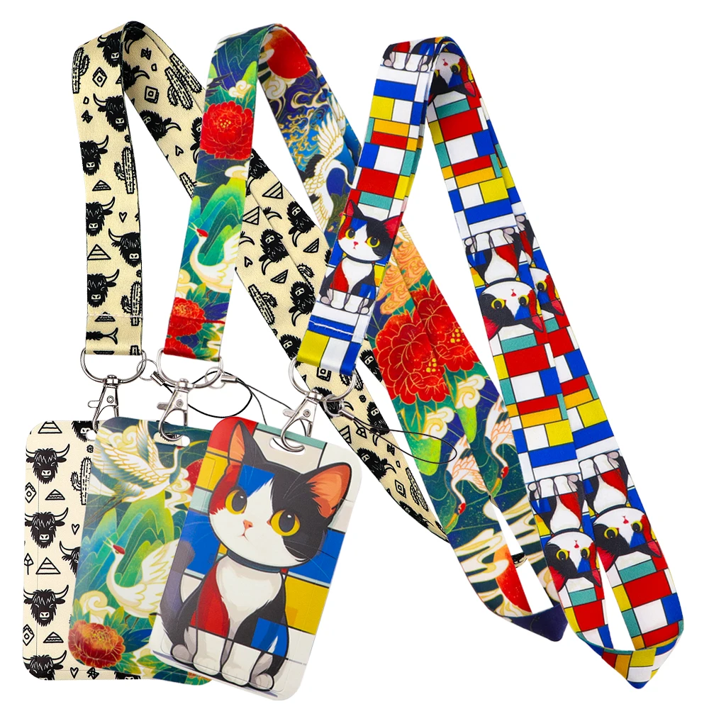 Красочный ремешок с котенком для ключей, большие глаза, кошки, держатель для удостоверения личности, держатель для ключей, брелок для ключей, аксессуары, подарки для друзей Красочный ремешок с котенком для ключей, большие глаза, кошки, держатель для удостоверения личности, держатель для ключей, брелок для ключей, аксессуары, подарки для друзей