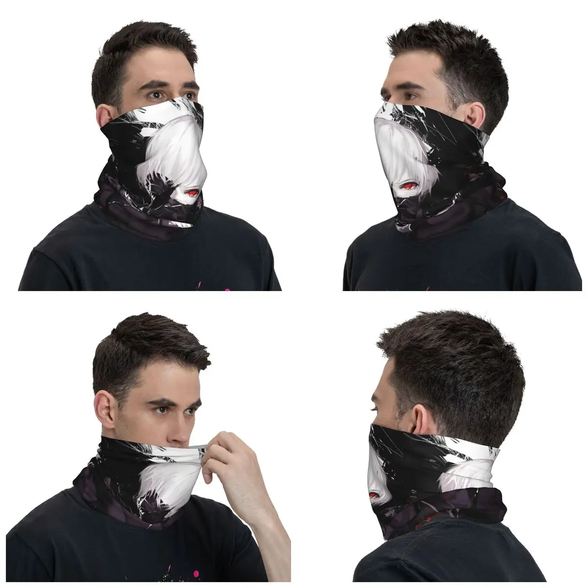 Tokyo Ghou Bandana Neck Gaiter Printed Ken Kaneki Balaclavas Magic Scarf Multifunctional Cycling Running Unisex Adult Breathable