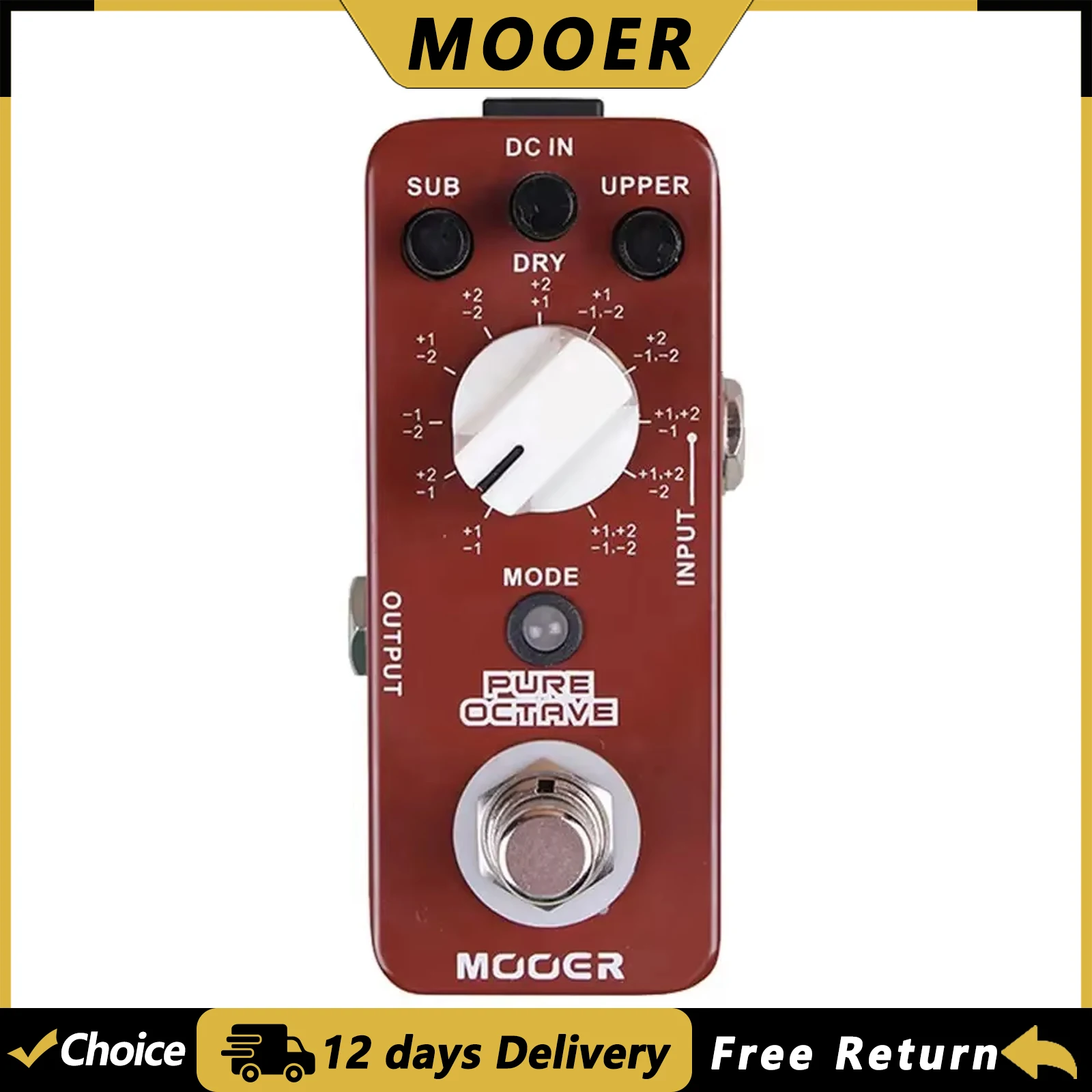 

MOOER Pure Octave Guitar Effect Pedal 11 Octave Modes True Bypass Metal Shell Pedal Electric Guitar Parts & Accessories