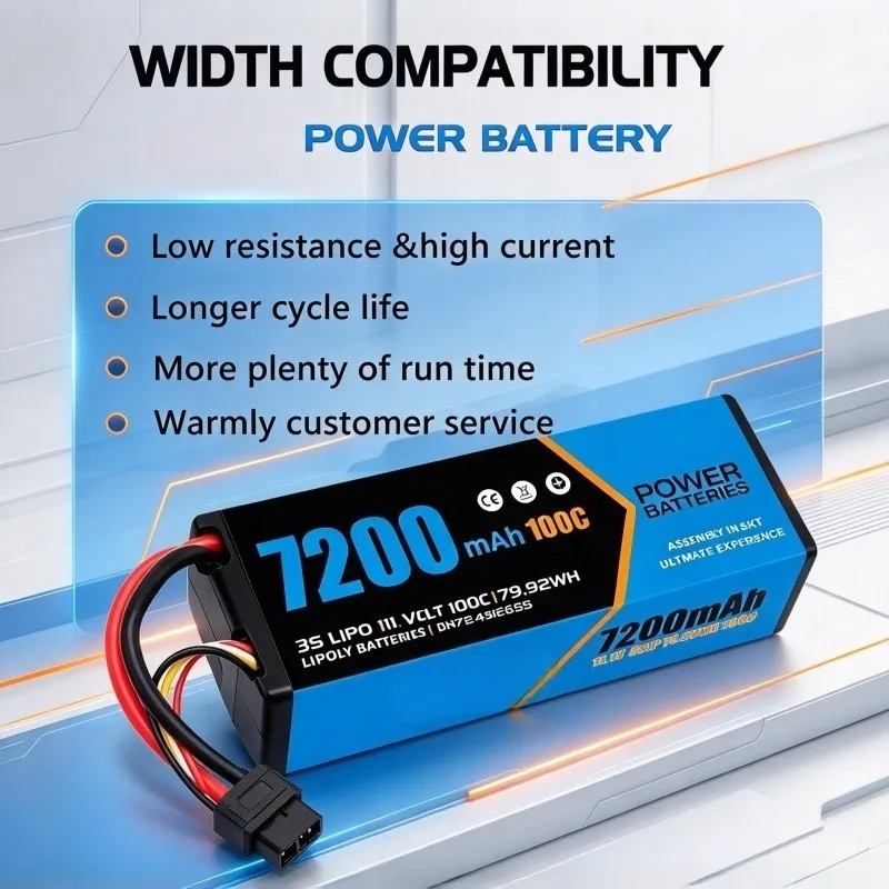2S Lipo Battery 7.4V 7200mah 100C Hard Case XT60 EC5 TRX Deans XT90 for Traxxas SCX10 Car FPV Airplane Truck RC Parts