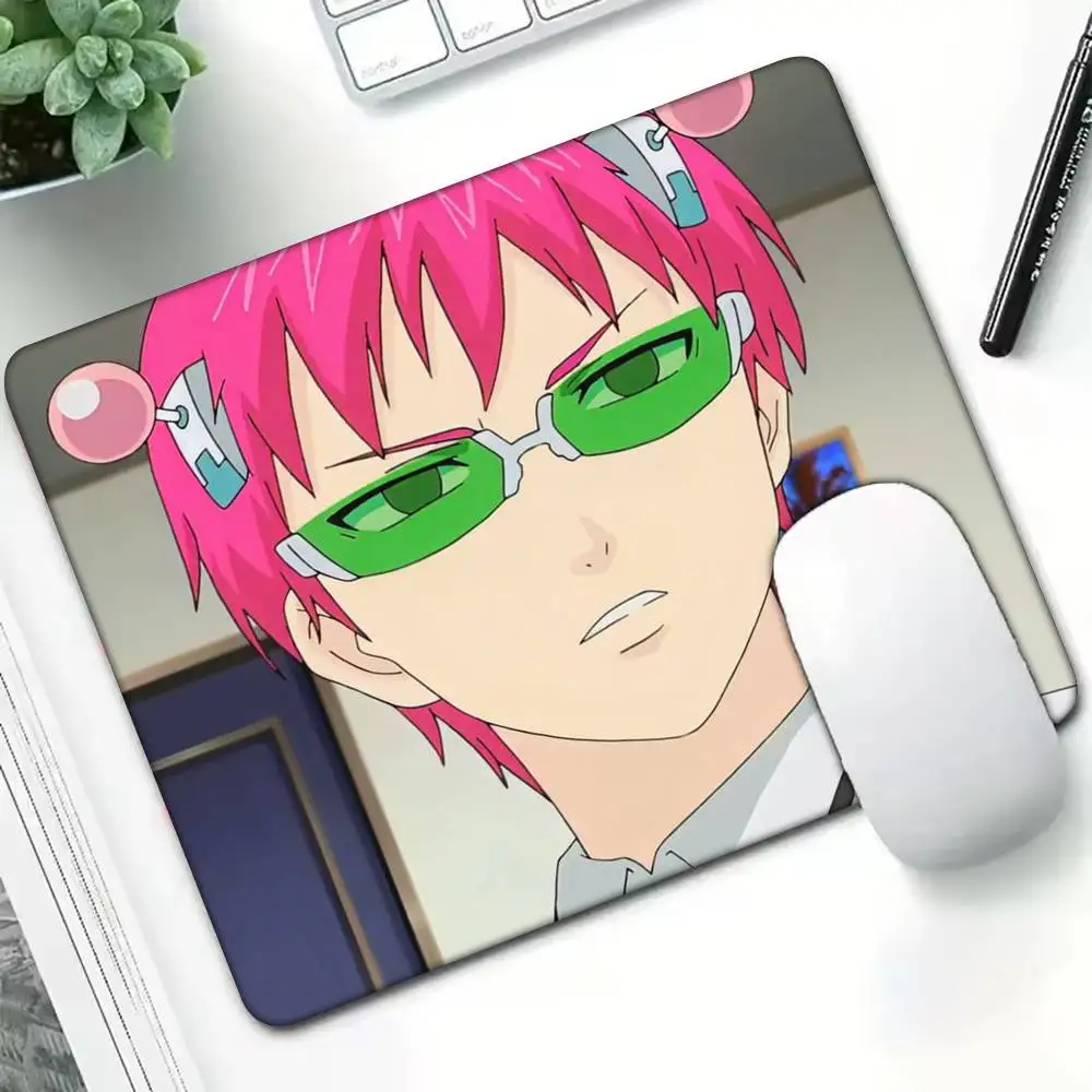 Anime Role Saiki K Chibi Mousepad Small LockEdge For Gamers Computer Desk Pad Rectangular Anti-slip Rubber