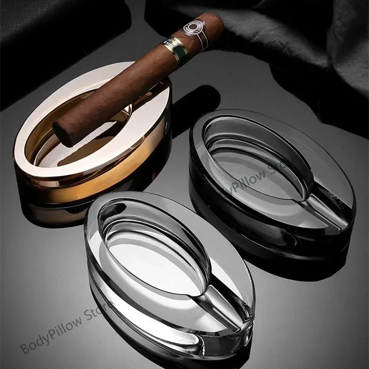 

Cigar Transparent Fine High-grade Decoration Ashtray Large Caliber Smoke Tray Household Cuban Crystal