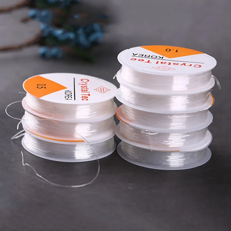 1Roll White 0.5mm/0.7mm/0.8mm/1mm High Elastic TPU Stretch String Crystal DIY Beading Wire For Bracelet Jewelry Making Thread