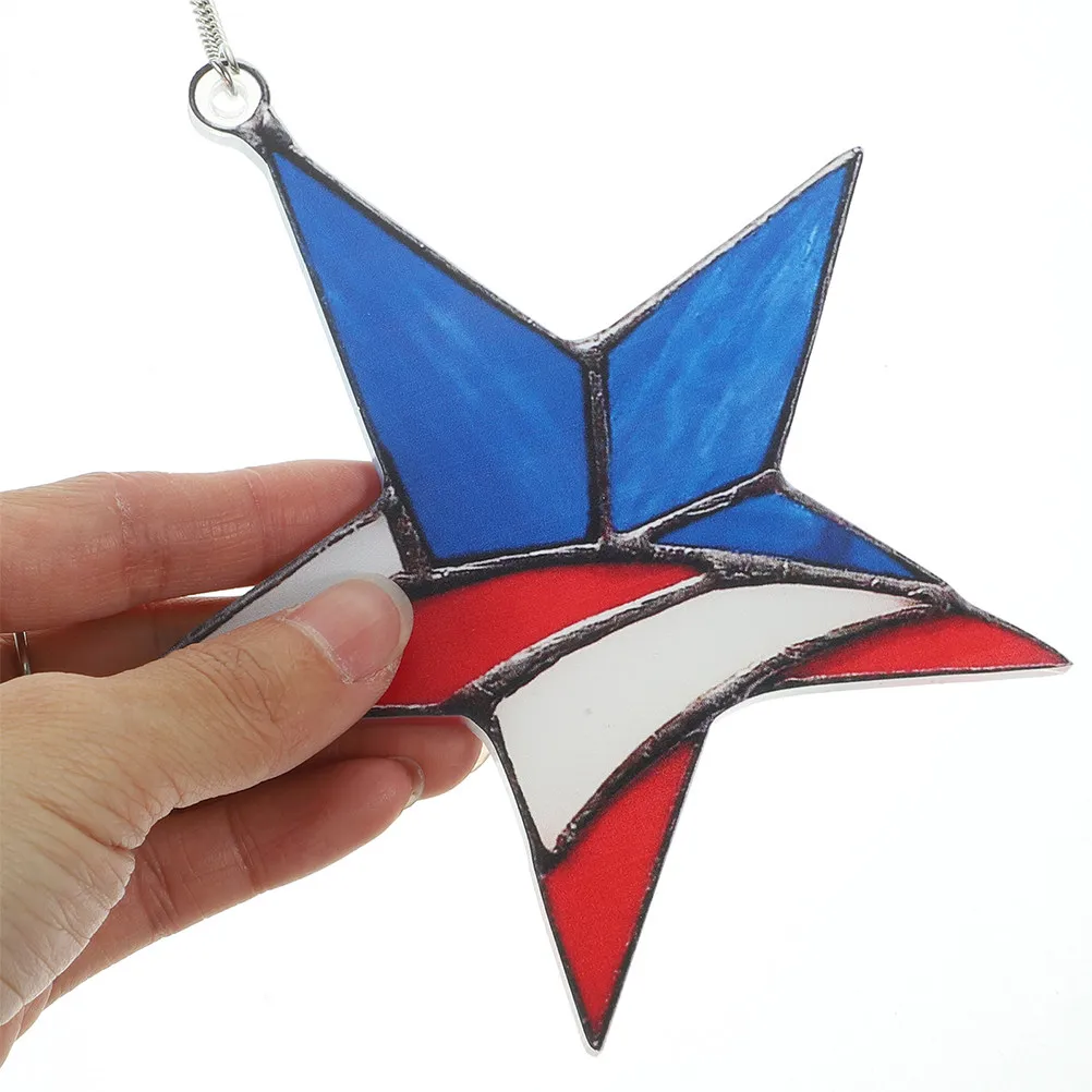 2Pcs Vibrant Acrylic Star Suncatchers Hanging Window Decor for Garden Balcony Bedroom Wall Shop Front Door 4Th of July Patriotic