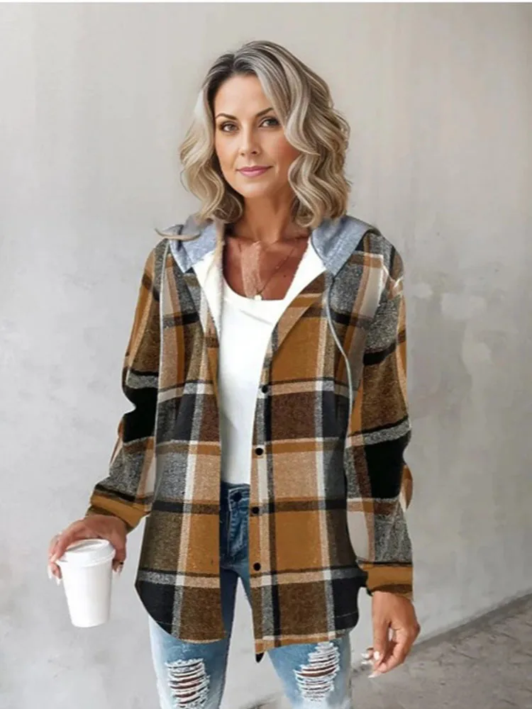 

Jackets For Women Plus Size Women'S Casual Checked Wool Jacket With Print Coat Warm Winter Jacket With Chaquetas Para Mujeres
