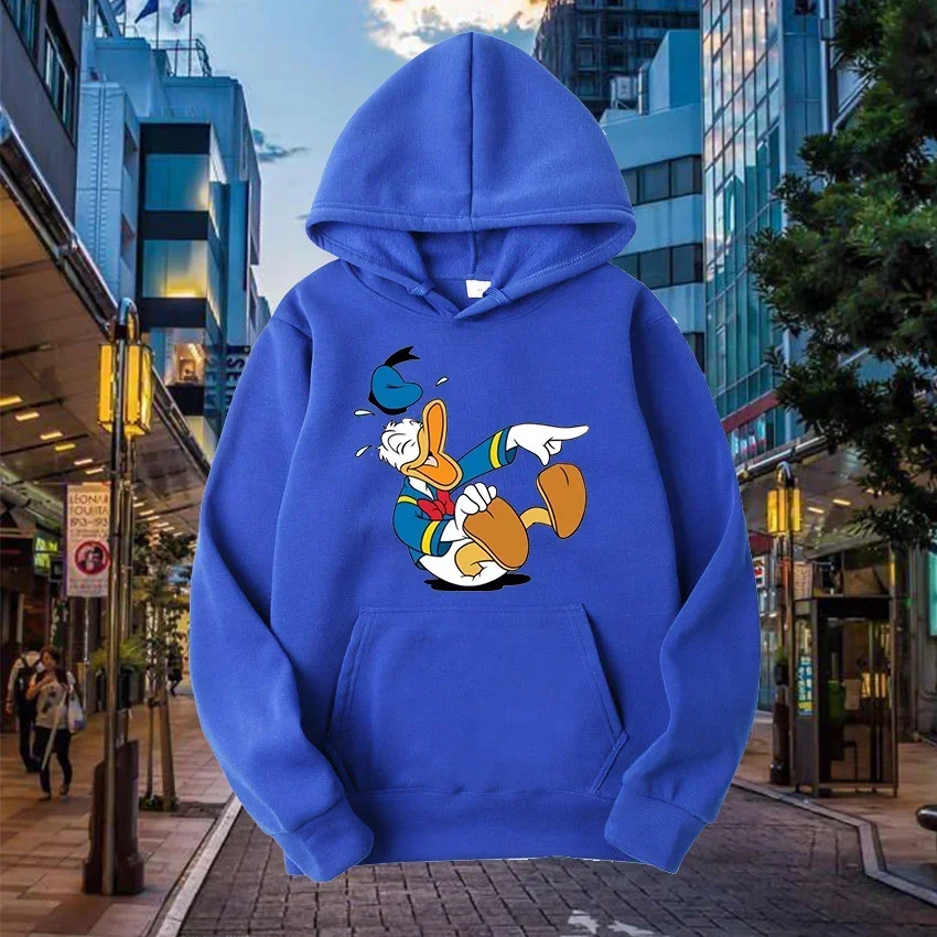 Disney Men Hoodies Donald Duck Cartoon Anime Print Graphics Streetwear Casual Fashion Autumn Winter Comfortable Pullover