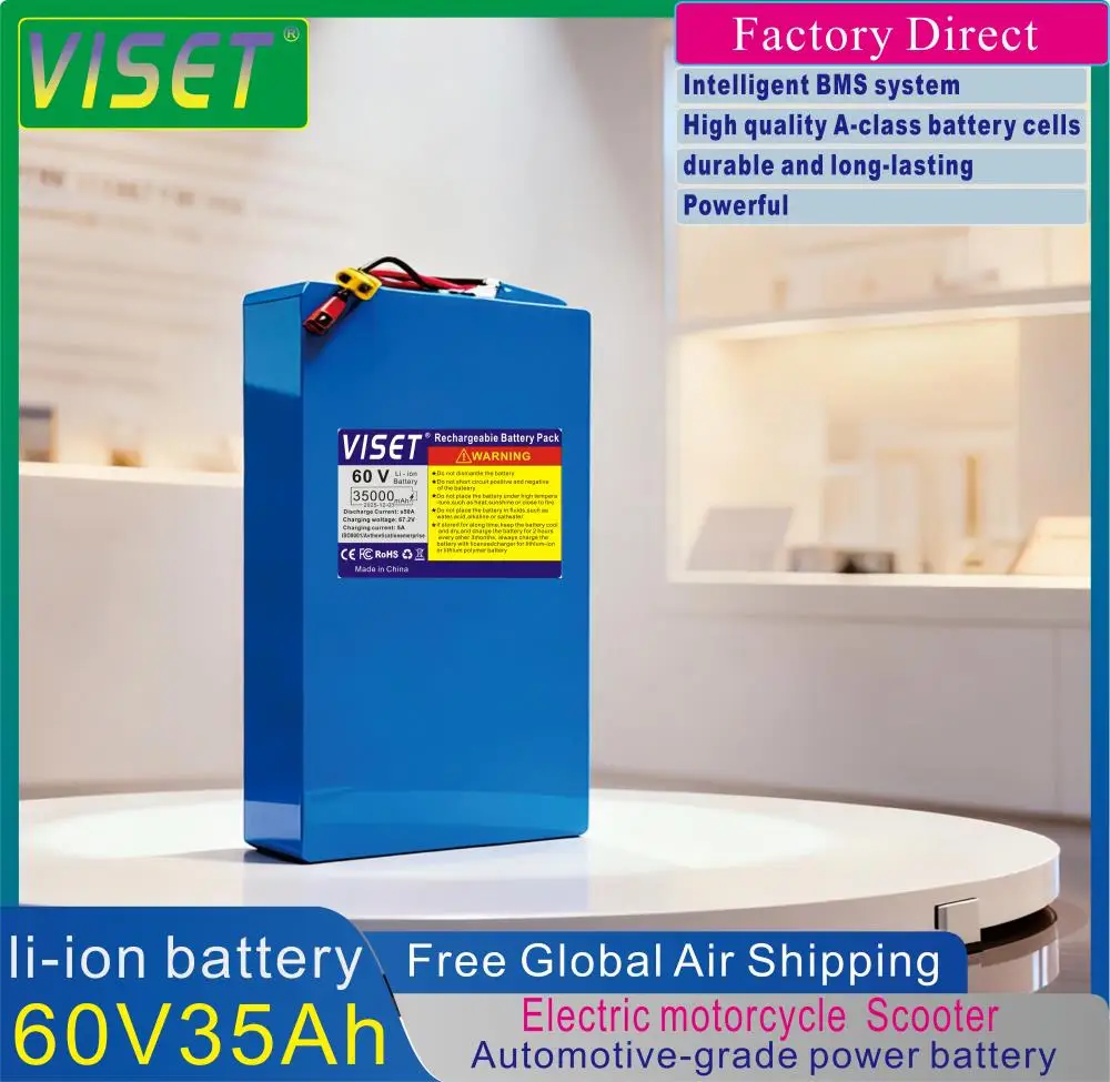 New18650 60V 35Ah lithium-ion battery with built-in BMS 250-3000W high-power battery  EScooter Ebike Battery Pack+67.2V charger