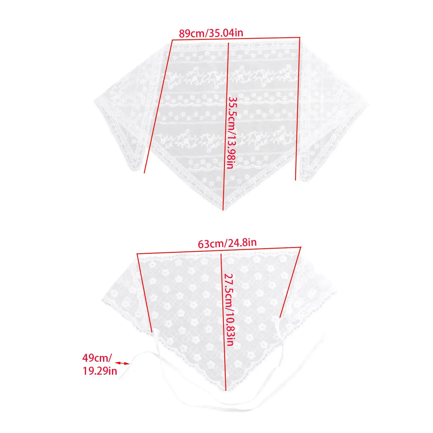 الدانتيل زهرة الجينز تي شيرت الأوشحة عقال أنيقة المرأة الدانتيل زهرة الأبيض الحلو مثلث وشاح Ins نمط الشريط السفر الفني