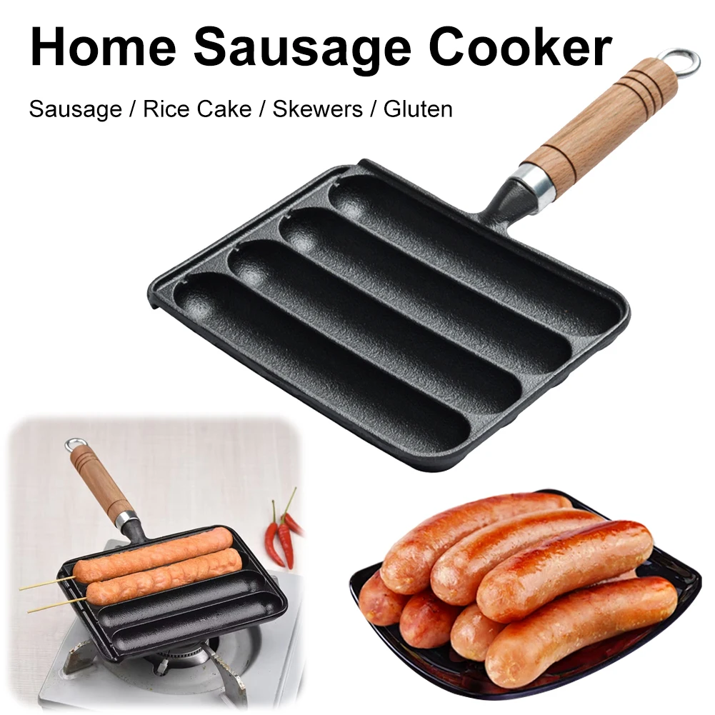 

Pre-Seasoned Grilled Sausage Pot Cast Iron Pot for Grilled Sausage Non-Stick BBQ Supply Grilled Pot Hot Dog Baking Steaming Tool
