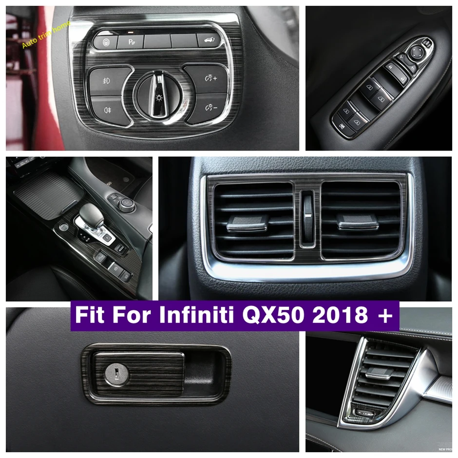 

Head Lamps / Lift Button / Front / Rear Air Vent Outlet / Gear Box / Glove Storage Box Cover Trim For Infiniti QX50 2018 - 2022