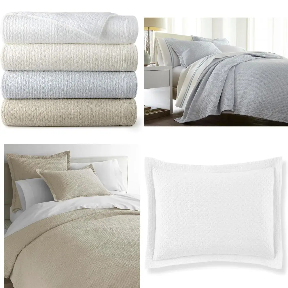 

100% Cotton Lightweight, Textured Basket Weave Coverlet - Full/Queen, White