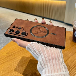 Luxus magnetische Leder -Telefonabdeckung, drahtloses Laden, Samsung Galaxy S24 S23 S21 Plus Ultra 8 Hauptverkäufe Samsung S21 Mobile Cover - №8