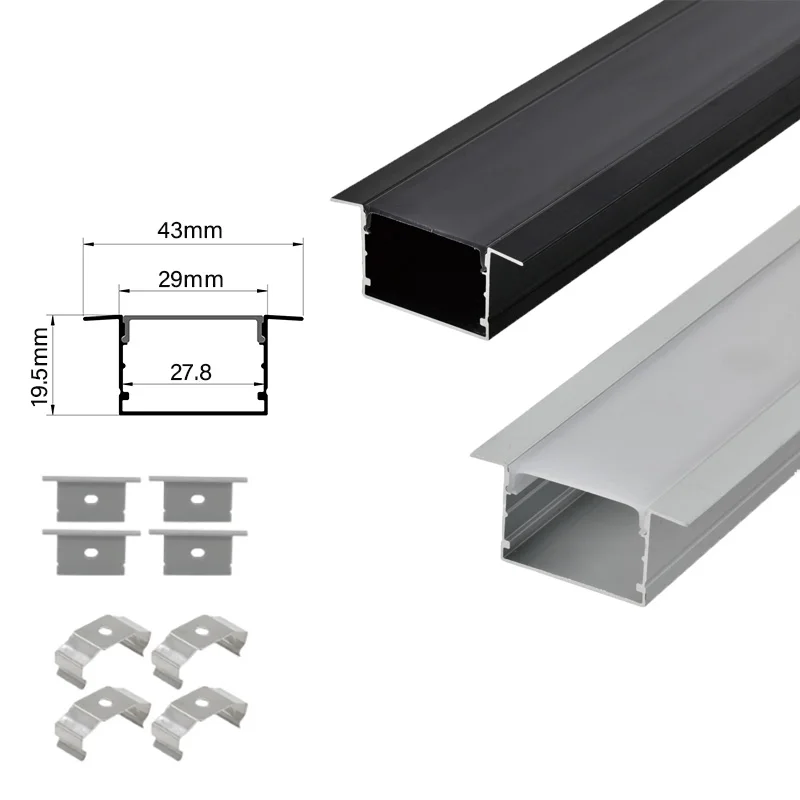 

Recessed Mouting 43x19.5mm Led Channel Strip Indoor Home Decor Linear Lamp Aluminum Profile