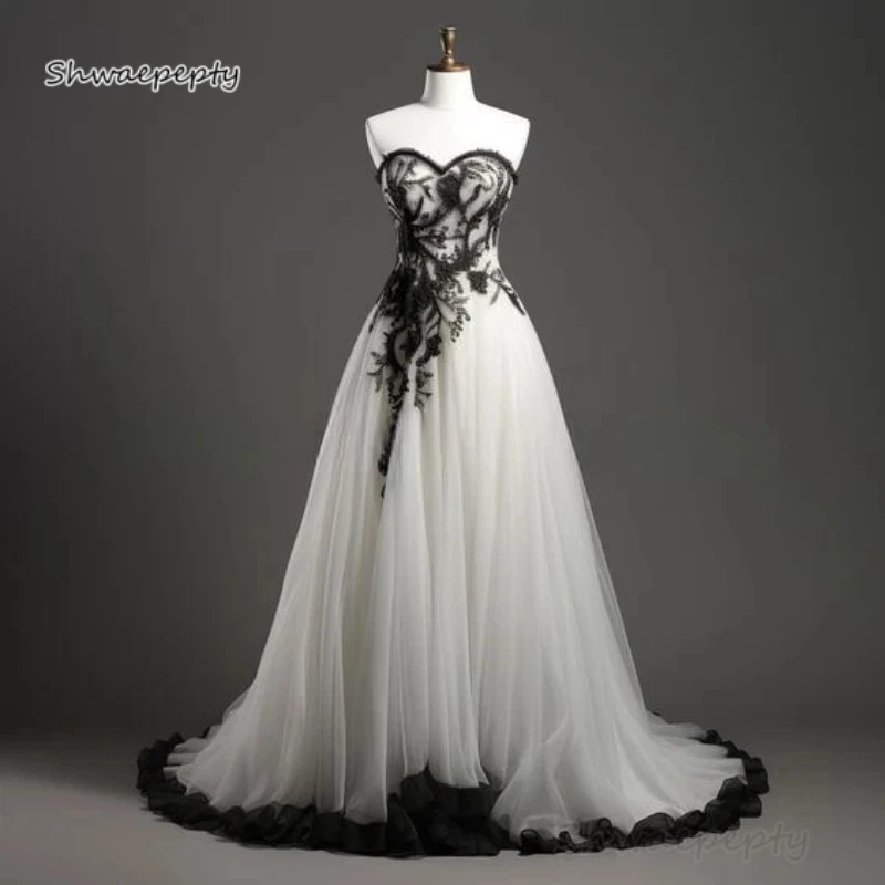 distressed black dress Gothic Black Lace Mock Neck Taffeta Ball Gown Wedding Dress, White