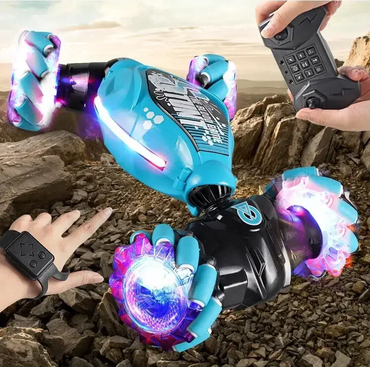 New Style 360° 4WD All-Round Drift Spray Remote Control Stunt Car Gesture High Speed Off-road RC Car Toys for Boys Girls Gifts