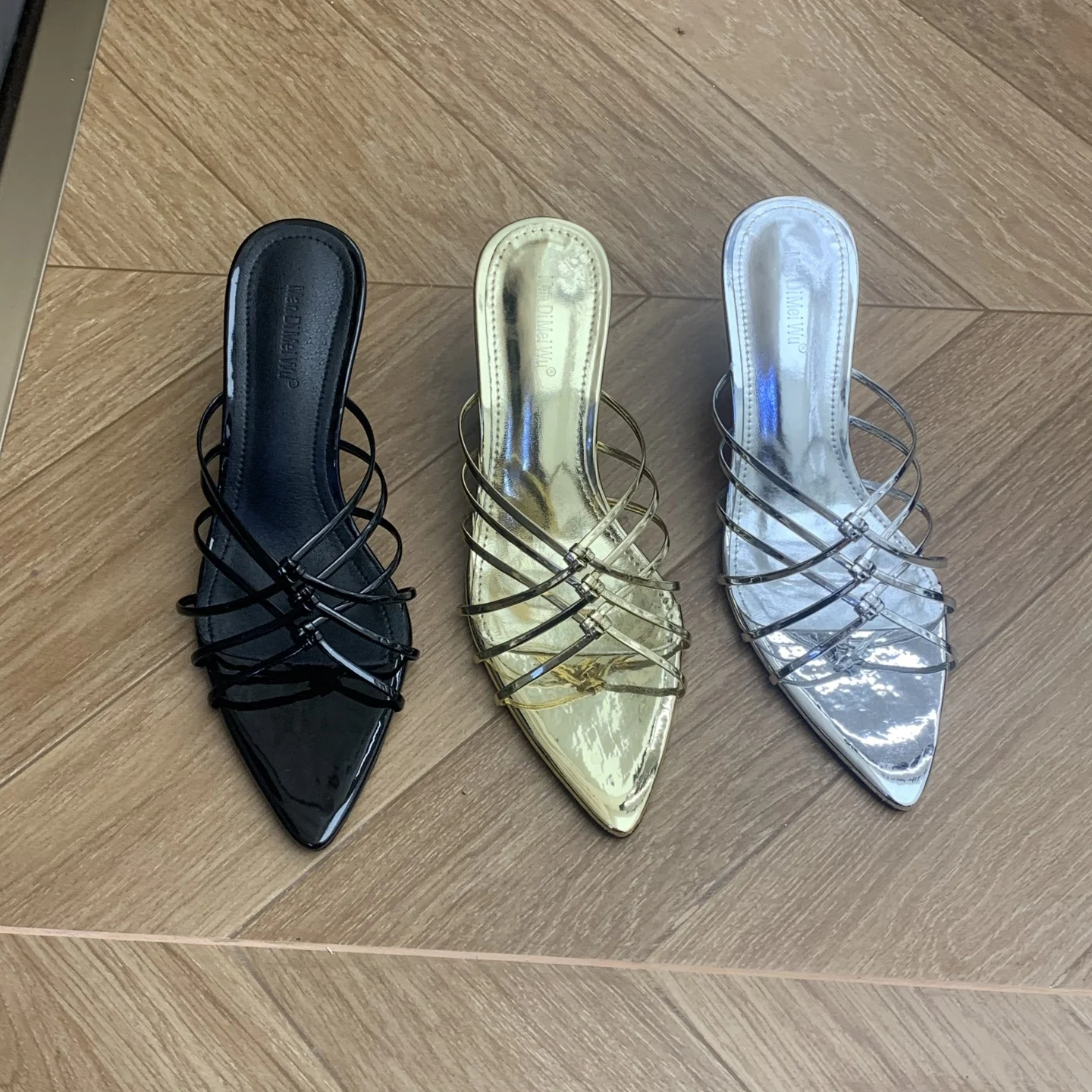 

Summer Mules Shoes for Women Gold Flat Slipper Girls Casual Cozy High Heel Slippers Comfortable Walking Sandals Slingback Slides