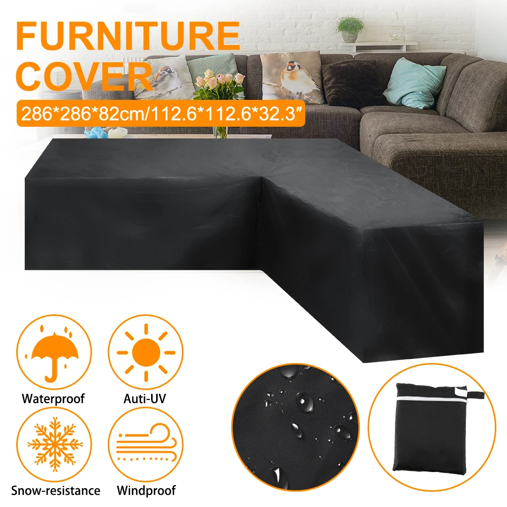 Corner Outdoor Sofa Cover Garden Rattan Corner Furniture Cover V Shape Waterproof Sofa Protect Set All-Purpose Dust Table Covers