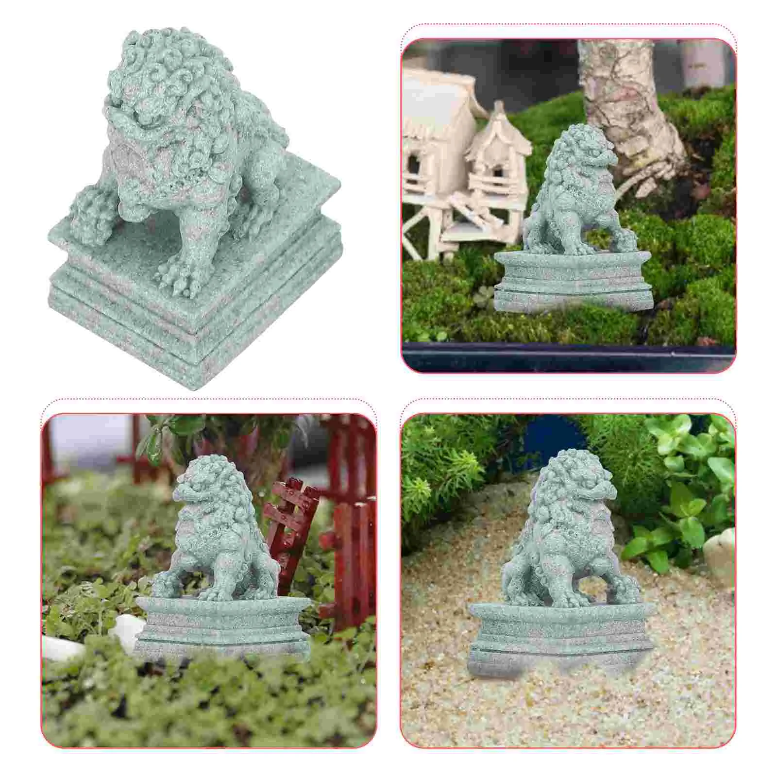 

Lion Statue Desktop Decor Animal Household Small Adornment Tabletop Adorns Ornament Stone Office