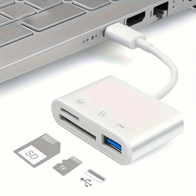 Suitable for Apple, Huawei, Android, SD card, TF card reader, Type-C dual line three in one OTG card reader