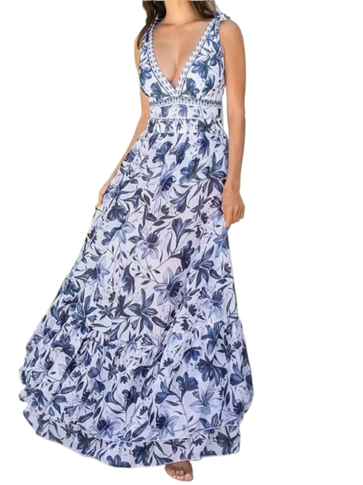 

Sexy Two Piece Set Women's Clothing Bikini Swimsuit With Chiffon Skirt Double Shoulder V-neck Beach Vacation Beachwear Skirt Set