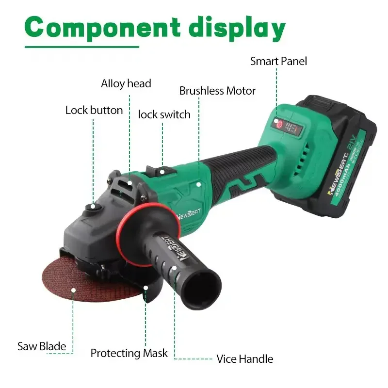 Newbeat Cordless Angle Grinder 21v Cut Type Stone and Metal Max Angel Charger DIY Duty OEM Customized Hot Power Tools Set