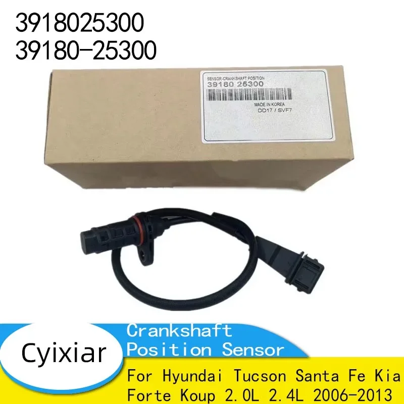 OEM 3918025300 39180-25300 Genuine Crankshaft Position Sensor for Hyundai Tucson Santa Fe Kia Forte Koup 2.0L 2.4L 2006-2013