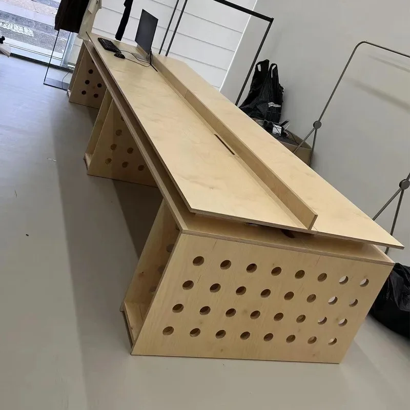 

Office Computer Desk Desk Solid Wood Hole Table Zhongdao Table Workbench Birch Board Large Table