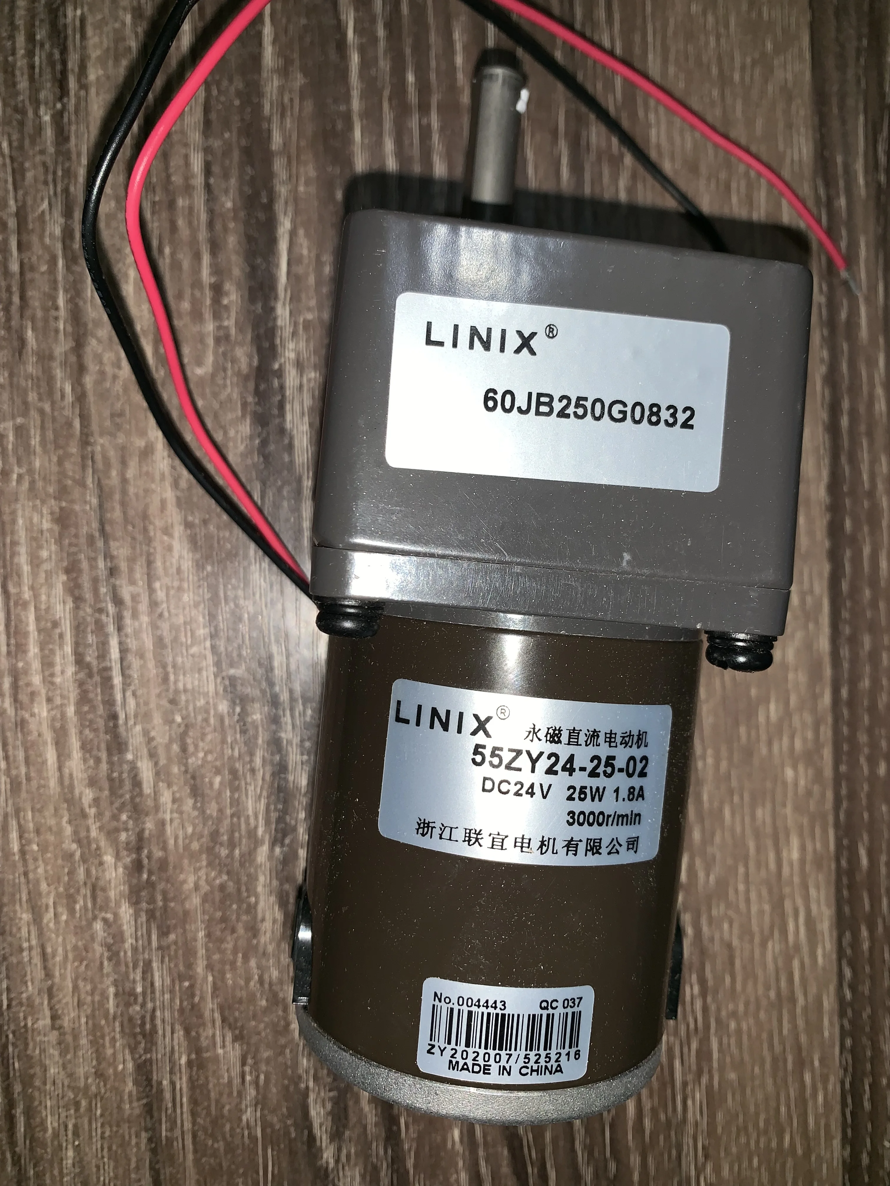 60jb50G08 Deceleration 60jb100G08 LINIX DC Gear Motor 55ZY24-25-02 60jb60g08 60jb75G08 60jb120G08 60jb150G08 DC24V