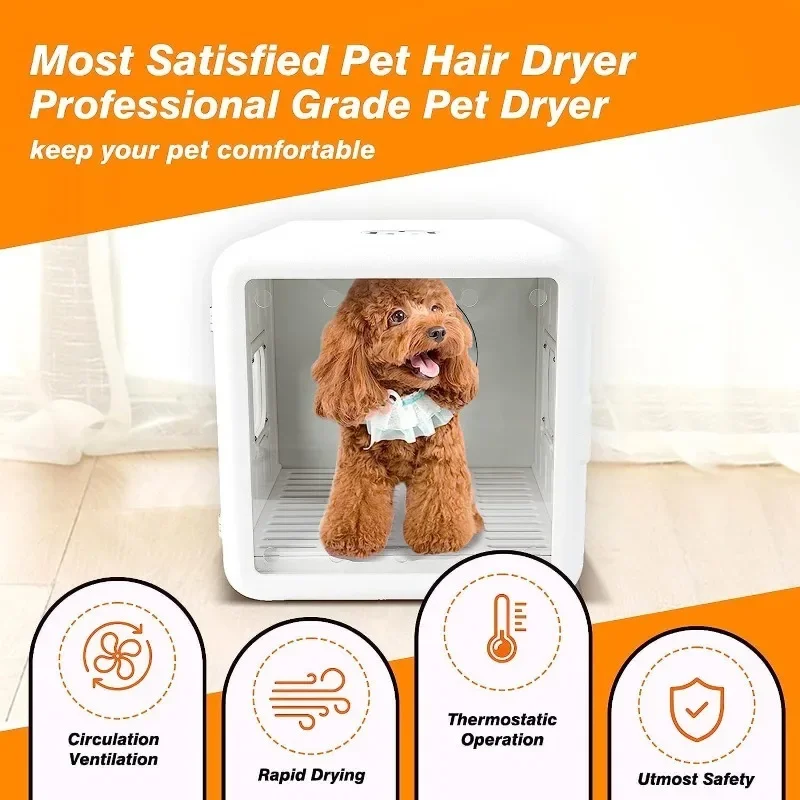 65L Automatic Pet Dryer Box for pets with Smart Temperature Control 360 Drying Quick Drying Pet Hair Adjustable Temperature