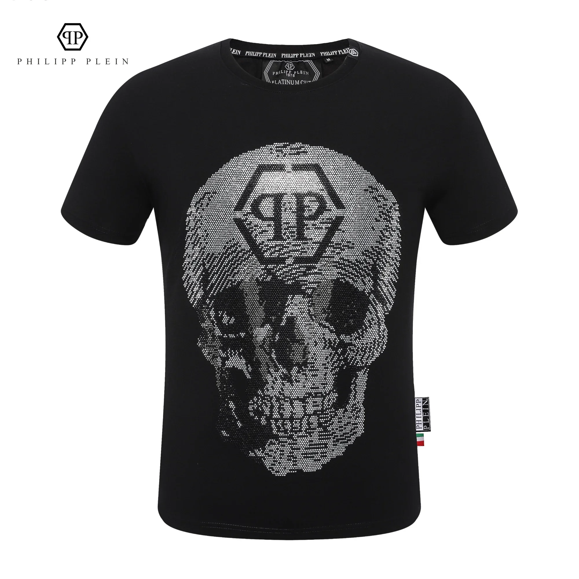 Philipp Plein New Classic Trend Hip Hop Summer Luxury Diamond Skull Crew Neck Summer T-shirt Classic Casual Business Pure Cotton