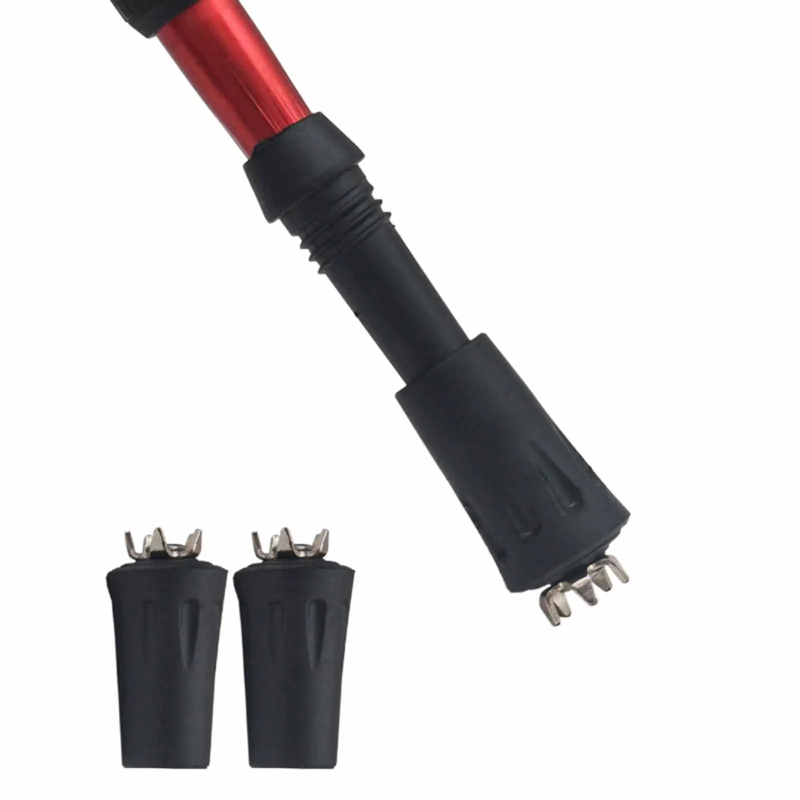 Cane Crutch Tip Replacement Anti Slip Rubber and Iron Hiking Stick Tip Point Grip for Snow Ice and Year Round Walking