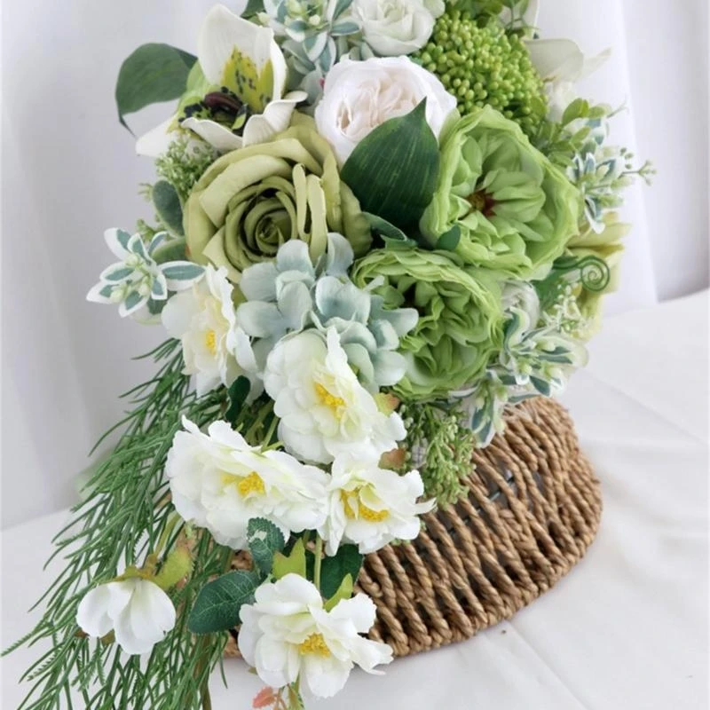 

Свадебные букеты в форме водопада, каскадные искусственные лаймово-зеленые букеты 15UB