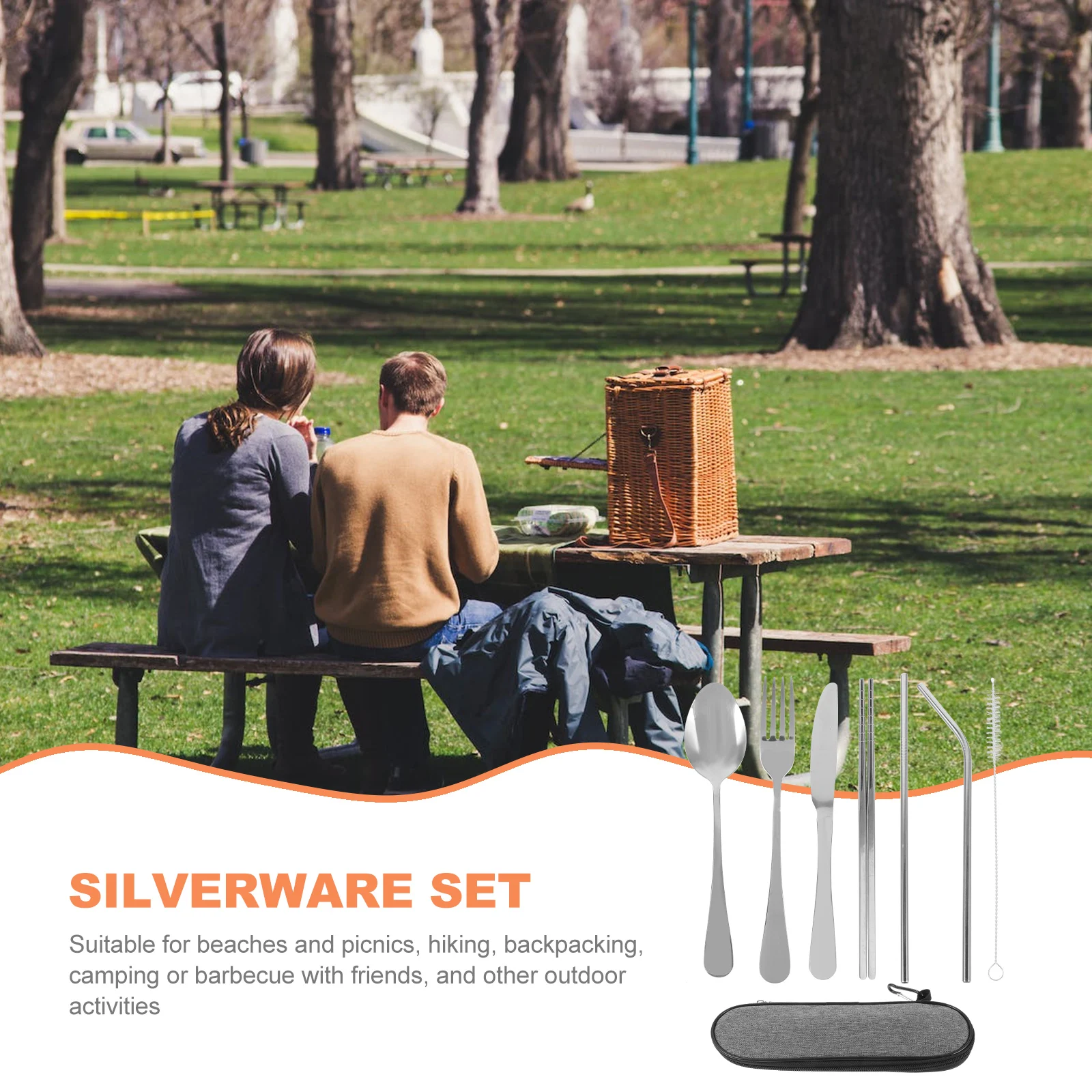 

Straw Metal Chopsticks Tableware Box Serving Utensils Silverware Camping Cooking Work Travel Cutlery