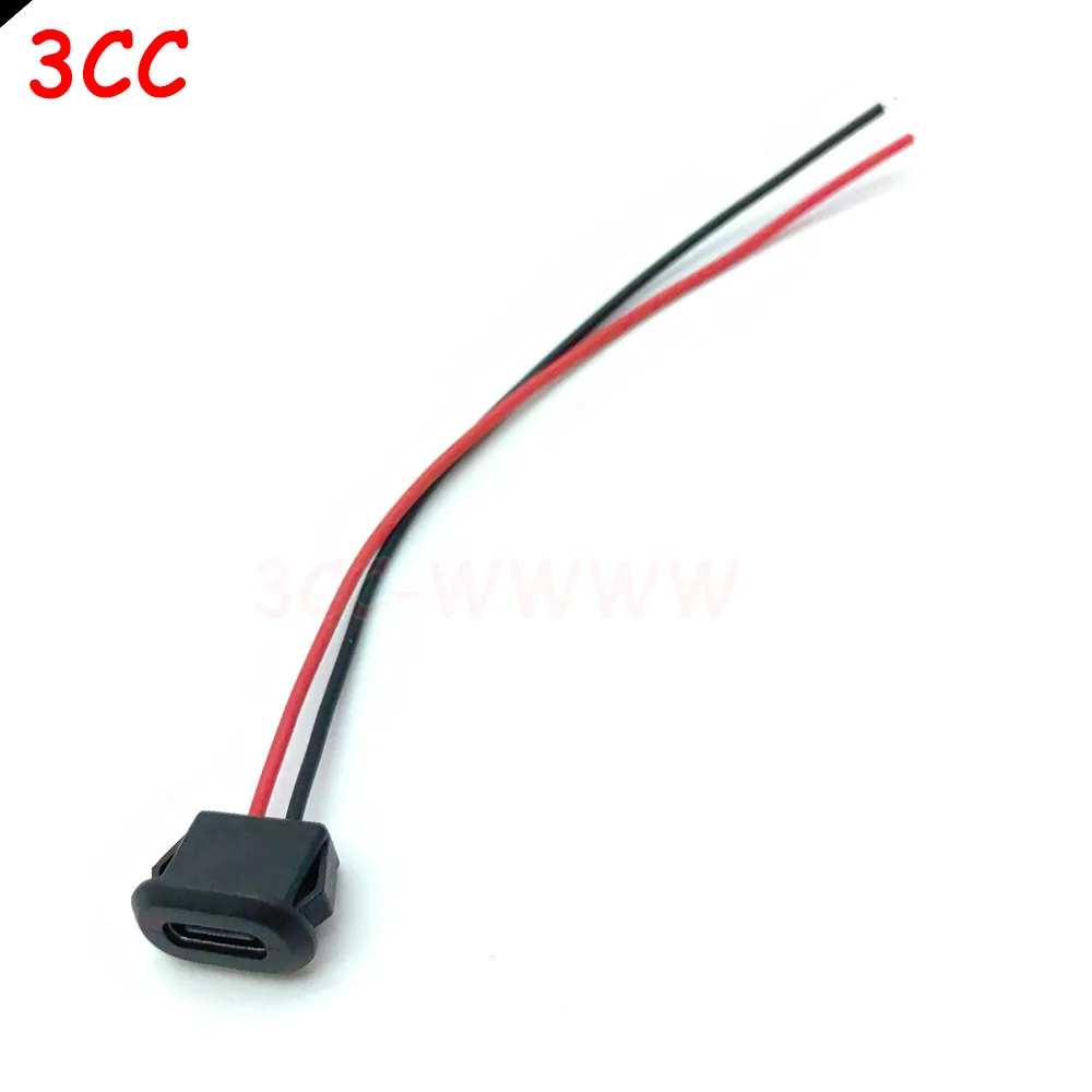 1Pcs USB 3.1 Connector Type-C 2 4 6Pin Welding Wire Female Waterproof Female Socket Rubber Ring High Current Fast Charging Port