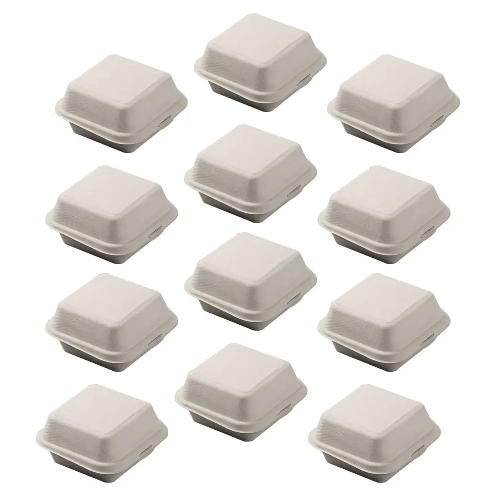 

20Pcs Disposable Pulp Boxes Biodegradable Takeout Containers Beige For Restaurant Hotel Fruit Bbq Storage Kitchen Bar